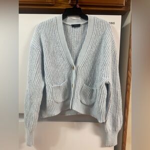 J. Crew Light Gray Ribbed Cardigan